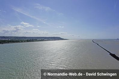 Bei Le Havre mündet die Seine ins Meer, fotografiert auf der Pont de Normandie